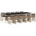 Set comedor de jardín 11 pzas con cojines ratán sintético beige