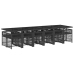 Set comedor de jardín con cojines 13 pzas ratán sintético negro