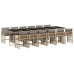 Set comedor de jardín con cojines 13 pzas ratán sintético beige