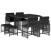 Set de comedor de jardín 9 pzas y cojines ratán sintético negro
