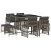 Set comedor jardín 9 pzas y cojines ratán sintético gris
