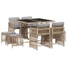 Set comedor de jardín 9 pzas con cojines ratán sintético beige