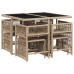 Set comedor de jardín 9 pzas con cojines ratán sintético beige
