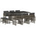 Set de comedor de jardín 11 pzas y cojines ratán sintético gris