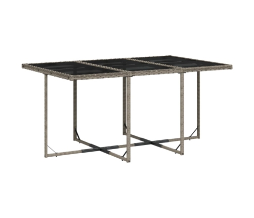 Set de comedor de jardín 11 pzas y cojines ratán sintético gris