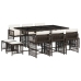 Set comedor de jardín 11 pzas y cojines ratán sintético marrón