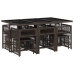 Set comedor de jardín 11 pzas y cojines ratán sintético marrón