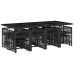 Set comedor de jardín con cojines 13 pzas ratán sintético negro