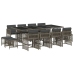 Set comedor de jardín con cojines 13 pzas ratán sintético gris
