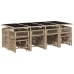 Set comedor de jardín con cojines 13 pzas ratán sintético beige