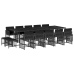 Set comedor de jardín con cojines 15 pzas ratán sintético negro