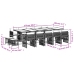 Set comedor de jardín con cojines 15 pzas ratán sintético negro
