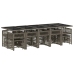 Set comedor de jardín con cojines 15 pzas ratán sintético gris