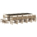 Set comedor de jardín con cojines 15 pzas ratán sintético beige