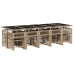 Set comedor de jardín con cojines 15 pzas ratán sintético beige