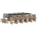 Set comedor de jardín con cojines 15 pzas ratán sintético beige