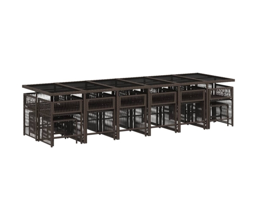 Set de muebles jardín 17 pzas y cojines ratán sintético marrón