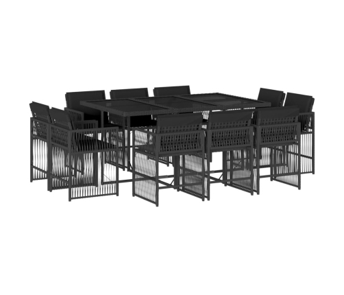Set de comedor jardín 11 pzas con cojines ratán sintético negro