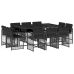 Set de comedor jardín 11 pzas con cojines ratán sintético negro