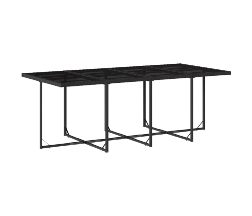 Set comedor de jardín con cojines 13 pzas ratán sintético negro