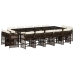 Set comedor de jardín y cojines 15 pzas ratán sintético marrón
