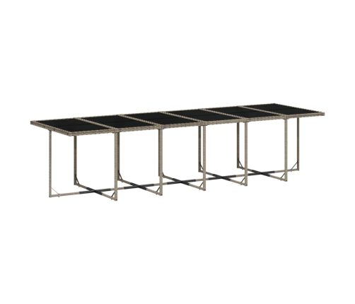Set comedor de jardín 17 pzas y cojines ratán sintético gris