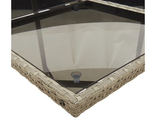 Set comedor de jardín 17 pzas y cojines ratán sintético gris