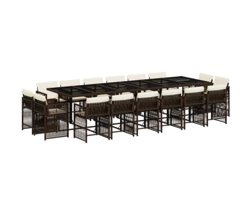 Set de muebles jardín 17 pzas y cojines ratán sintético marrón