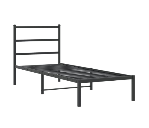 Estructura cama sin colchón con cabecero metal negro 80x200 cm