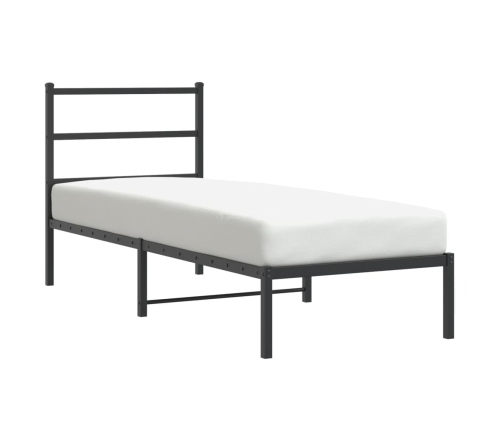 Estructura cama sin colchón con cabecero metal negro 80x200 cm