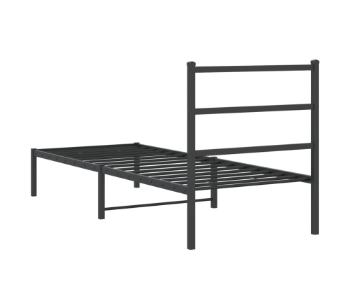 Estructura cama sin colchón con cabecero metal negro 80x200 cm