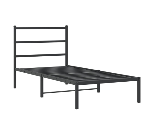 Estructura cama sin colchón con cabecero metal negro 90x190 cm