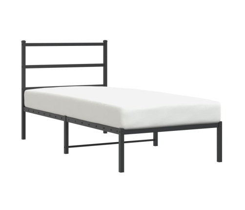 Estructura cama sin colchón con cabecero metal negro 90x190 cm