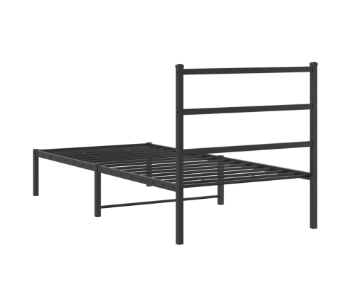 Estructura cama sin colchón con cabecero metal negro 90x190 cm