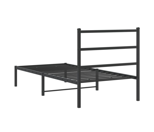 Estructura cama sin colchón con cabecero metal negro 90x200 cm