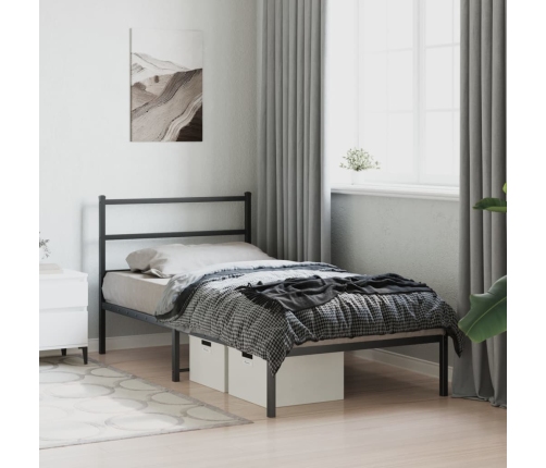 Estructura cama sin colchón con cabecero metal negro 100x190 cm