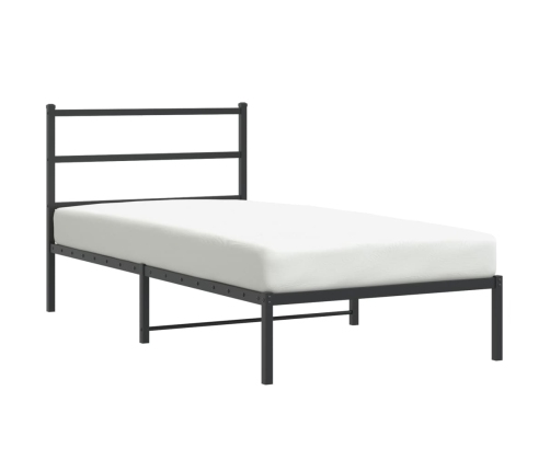 Estructura cama sin colchón con cabecero metal negro 100x190 cm
