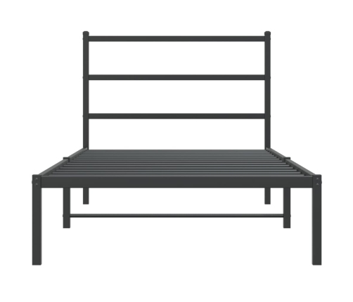 Estructura cama sin colchón con cabecero metal negro 100x190 cm