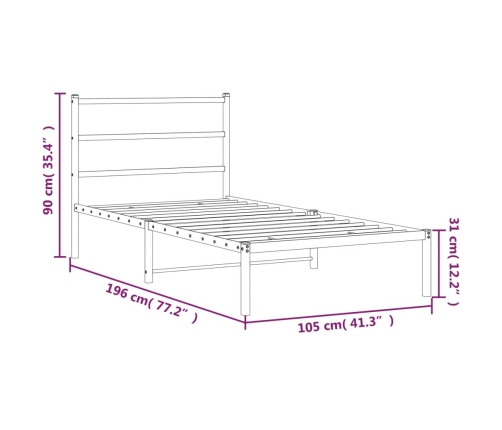Estructura cama sin colchón con cabecero metal negro 100x190 cm