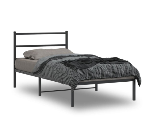 Estructura cama sin colchón con cabecero metal negro 100x190 cm
