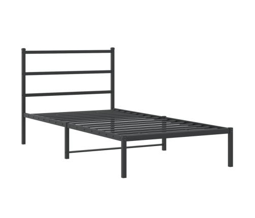 Estructura cama sin colchón con cabecero metal negro 100x200 cm