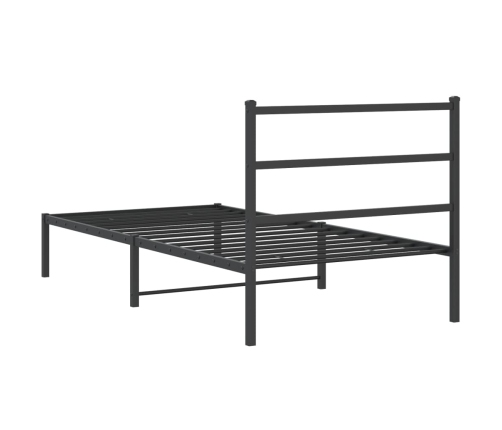 Estructura cama sin colchón con cabecero metal negro 100x200 cm