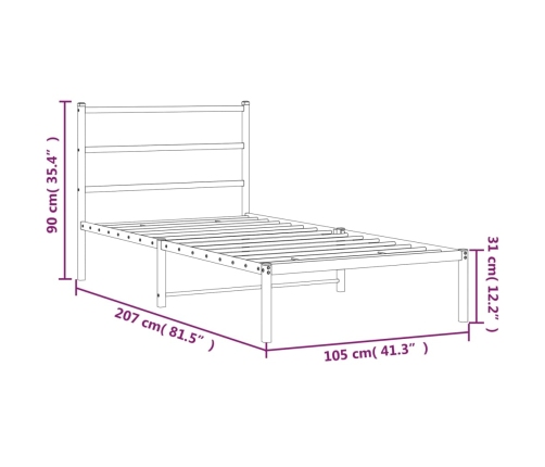 Estructura cama sin colchón con cabecero metal negro 100x200 cm