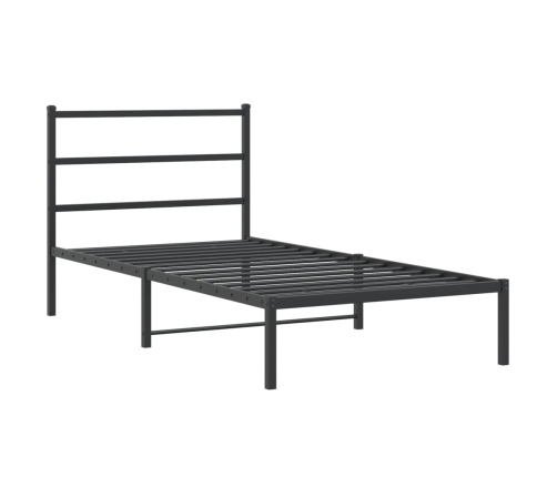 Estructura cama sin colchón con cabecero metal negro 107x203 cm