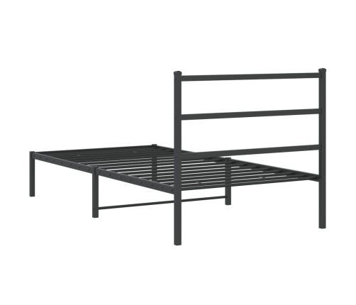 Estructura cama sin colchón con cabecero metal negro 107x203 cm