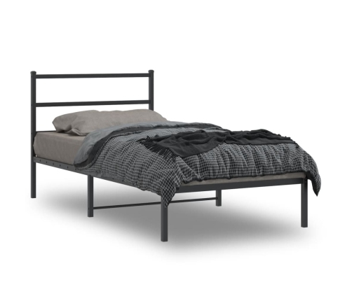 Estructura cama sin colchón con cabecero metal negro 107x203 cm