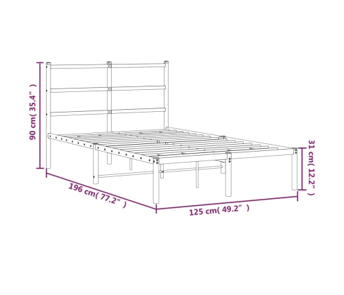 Estructura cama sin colchón con cabecero metal negro 120x190 cm