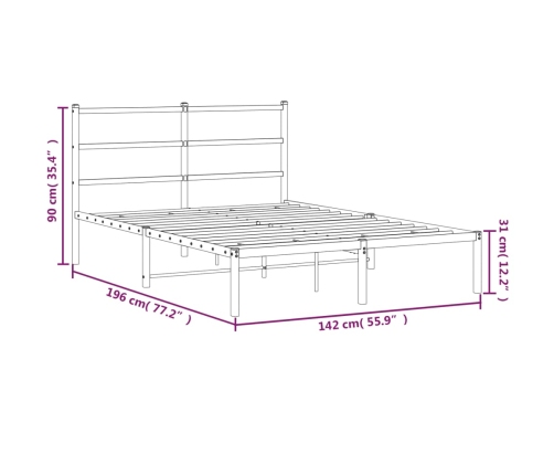 Estructura cama sin colchón con cabecero metal negro 135x190 cm