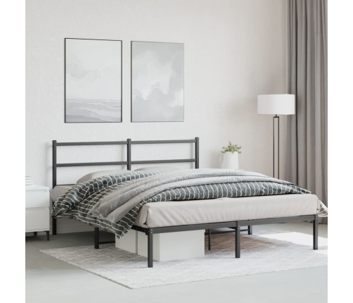 Estructura cama sin colchón con cabecero metal negro 150x200 cm