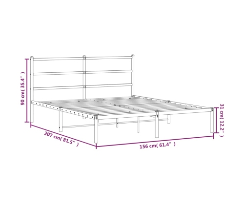Estructura cama sin colchón con cabecero metal negro 150x200 cm